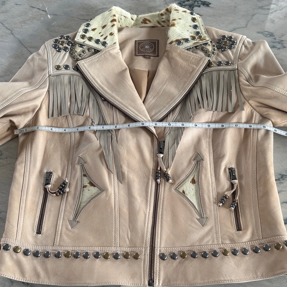 Double D Ranch Cowpoke U Leather Jacket With Fringe - Picture 10 of 12